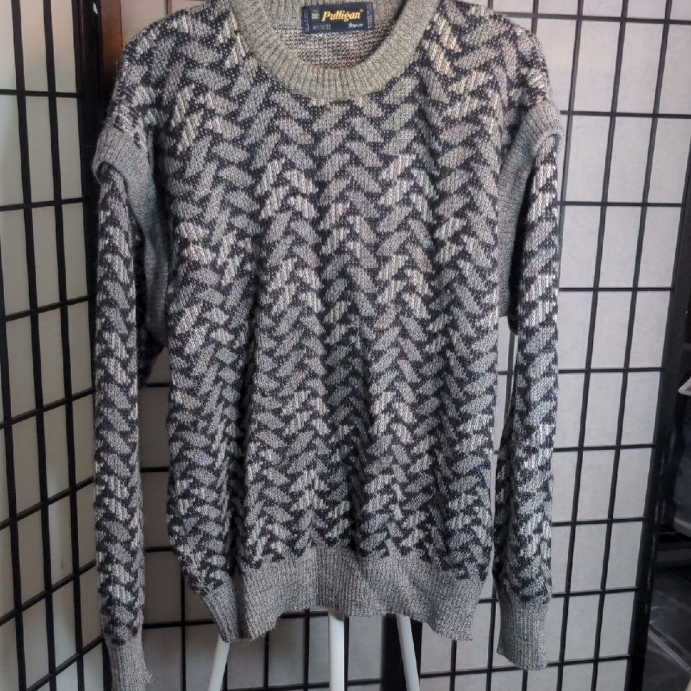 PULLIGAN Gray Patterned Men's Sweater